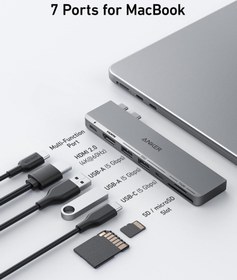 تصویر هاب 7 پورت انکر مدل Anker 547 USB-C Hub 7-in-2 for MacBook A8354HA1 Anker 7 Port Hub - Anker 547 USB-C Hub 7-in-2 for MacBook A8354HA1