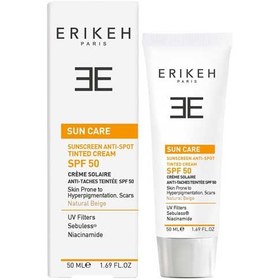 تصویر کرم ضد آفتاب فاقد چربی پوست مختلط و چرب رنگ بژ روشن Skin Sunscreen Tinted Cream Erikeh SPF50 Skin Sunscreen Tinted Cream Erikeh SPF50