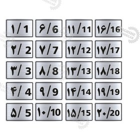 تصویر پلاک اعداد طرح مستطیل مجموعه 20 عددی 