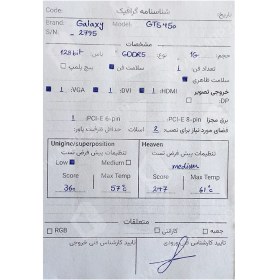 تصویر کارت گرافیک گالکسی Galaxy GTS 450 1G DDR5 128BIT استوک 