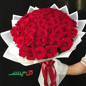 تصویر دسته گل رز 80 شاخه قرمز مدل آنیا 