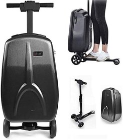 تصویر Zdcdy Scooter Suitcase, Scooter Luggage with USB charging Function, 38L Light Portable Trolley Case with Detachable Folding Scooter, For Commuters And Travellers Adult Scooters, Loading 120kg 