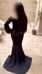 تصویر لباس مجلسی زنانه ماکسی یقه قایقی آستین کار شده 