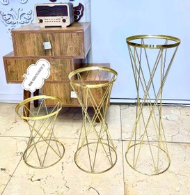 تصویر پایه گلدان سه عددی فلزی 