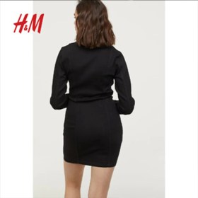 تصویر مانتو جین جلو زیپ مشکی اچ اند ام H&M 