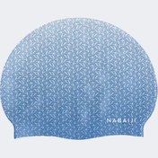 تصویر کلاه شنا نابایجی - دکتلون Nabaiji Silicone Swim Cap - White/Blue - Standard Size - Geo 