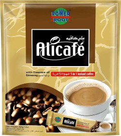 تصویر قهوه فوری علی کافه طلایی عمده جنسینگ دار 20 بسته 20 عددی Alicafe 5 in 1 Instant Coffee 400g sallika