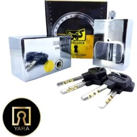 تصویر قفل کتابی کهن سایز 100 کلید پله ای 