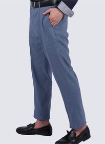 تصویر شلوار کشی رسمی و غیررسمی مردانه در رنگ آبی شهرستان برند selected Men's Casual Formal Stretch Flat Front Pants in County Blue