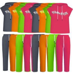 تصویر ست هودی بدون آستین و شلوار زنانه کد A1112 عمده (حداقل سفارش 6 عدد) 