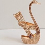 تصویر جا قاشقی طلایی قو سلطنتی زیبا نانو شده 
