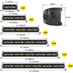 تصویر لایت بار 9D لنز دار نور کات 103 سانت CREE 180 W برند MOP LED LIGHTBAR 9D MOP 103CM