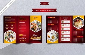 تصویر منو رستوران و فست فود و کافه سه لت – Food trifold menu brochure for restaurant 