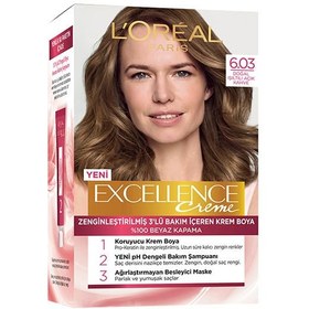 تصویر کیت رنگ مو لورآل قهوه ای روشن سری  اکسلانس شماره 6.03 ا LOreal Paris Hair Color Kit Model Excellence No 6.03 LOreal Paris Hair Color Kit Model Excellence No 6.03
