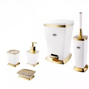 تصویر سرویس دستشویی پنج پارچه سفید طلایی سمفونی مدلی الیکا Samfony toilet set