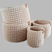 تصویر سبد قلاب بافی تریکو مدل نگین مجموعه ۴ عددی 