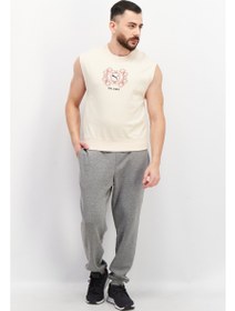 تصویر جلیقه دویدن بدون آستین مردانه، مناسب برای ورزش، ترکیب رنگ بژ برند puma Men Sportswear Fit Sleeveless Running Vest, Beige Combo