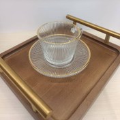 تصویر استکان شیشه‌ای هنر نوشیدن چای طرح جوزف - طلایی لبه Joseph's Art of Tea Drinking Glass Cups