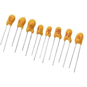 تصویر خازن تانتالیوم ۱۰۰ میکرو فاراد – Tantalum Capacitor 100uF 16V 20% Radial 