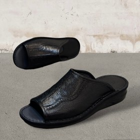 تصویر صندل مردانه چرم طبیعی کد 045 رنگ مشکی - 4 mans leather sandal code 045 black color