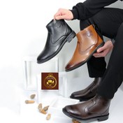 تصویر نیم بوت مردانه زیپی چرم مصنوعی رنگ مشکی 