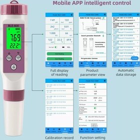 تصویر پی اچ متر بلوتوثی 7 کاره مایعات PH.TDS.TEMP.EC.Salt.SG.Orp مدل Ble C-600 