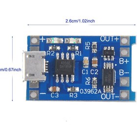 تصویر ماژول محافظ شارژ باتری 3.7ولت با جک اندروئید مدل TP4056 MODULE TP 4056 5V 1A ANDROID