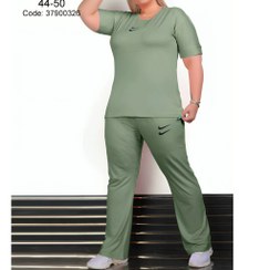 تصویر ست تیشرت و شلوار زنانه هرمس سایز بزرگ فری سایز 