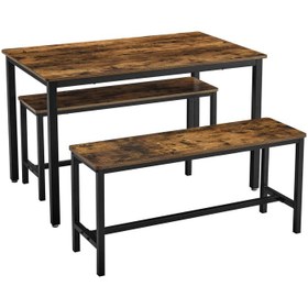 تصویر میز و صندلی ناهارخوری 4 نفره چوب و آهن مدل K222 - مشکی 