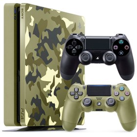 تصویر کنسول بازی سونی PS4 Slim دارای دو دسته کپی خور | حافظه 1 ترابایت (استوک) ریجن 1 طرح بازی Call of Duty WWII CUH-2115B | PlayStation 4 Slim (Stock) 1TB 
