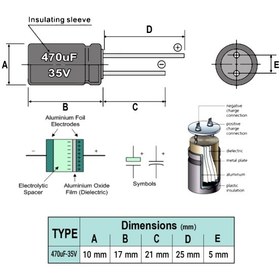 تصویر خازن الکترولیتی470/35V 