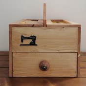 تصویر جعبه خیاطی چوبی کشودار دستساز-جعبه چوبی جای لوازم خیاطی دستساز-باکس چوبی لوازم خیاطی دستساز-فایل کشویی چوبی لوازم خیاطی 