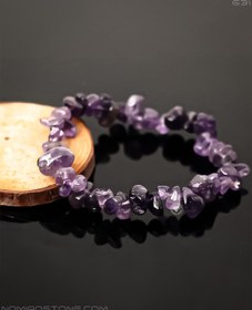 تصویر دستبند دفرمه آمیتیست Amethyst سنگ طبیعی (تراش نامنظم) 