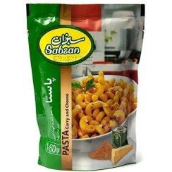 تصویر پاستا با طعم پنیر و ادویه کاری سبزان وزن 180 گرم 