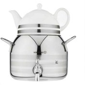 تصویر کتری و قوری شیردار کرکماز مدل Luna Astra کد A032 Korkmaz Luna Astra A032 Valved Teapot And Kettle Set