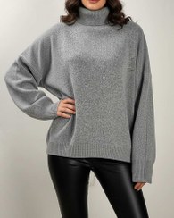 تصویر بلوز بافت لش یقه اسکی زنانه آستین بلند ریز بافت ساده کد 1901 