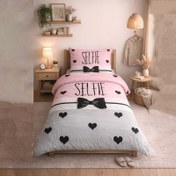 تصویر روتختی تک نفره دخترانه طرح عاشقانه | کد 1005 