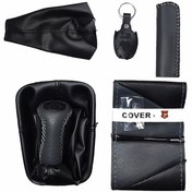 تصویر روکش فرمان کاور پلاس مدل SN-LUXE-BL به همراه سردنده و گردگیر و روکش ترمز دستی و کاور سویچ مناسب برای ساینا 