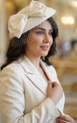 تصویر کلاه فرانسوی ایدا پاپیونی - مخمل / متوسط قطر۲۵ سانت / کرمی Kolaheayda
