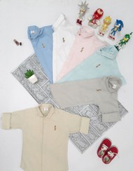 تصویر پیراهن پسرانه دکمه دار - کرم / 