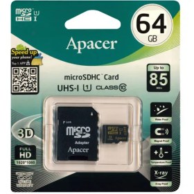 تصویر کارت حافظه اپیسر AP64G ظرفیت ۶۴ گیگابایت کلاس ۱۰ UHS-I سرعت ۸۵MB/s 