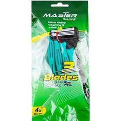 تصویر خود تراش مستر شیو مدل Blades 3 کد G01 بسته 4 عددی تیغ اصلاح