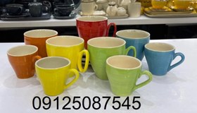 تصویر فنجان نعلبکی قهوه خوری رنگی دوریکا طرح تکرنگ cup and saucer dorika