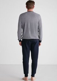 تصویر ست پیژامه آبی مردانه پولو اسن ایالات متحده لباس خواب آستین بلند یقه گرد 18720 سرمه ای U.S. Polo Assn. 