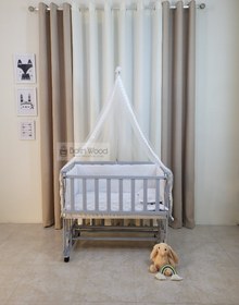 تصویر گهواره چوبی بالین وود طوسی 