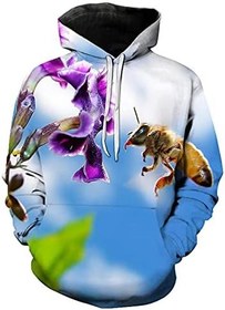 تصویر Spring And Autumn Hoodie Sweater Animal Bee 3D Printing Autumn Pullover Loose Casual Men&#39;S Sweatshirt,L 