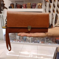تصویر کیف دستی چرمی کلاسیک عسلی مدل C366 Leather bag