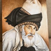 تصویر شمس تبریزی(تابلو نقاشی چهره، مداد رنگی) 