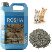 تصویر خاک گربه ۱۰۰ درصد کربن روشا وزن ۵ کیلوگرم ( فروش در تهران) Cat Rosha UltraCarbon CatLitter 5Kg