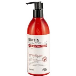 تصویر کرم مرطوب کننده دست و صورت پمپی دیلمون بیوتین 350میل مناسب انواع پوست بخصوص چرب Dilmon Biotin And Coenzyme Q10 Face And Body Cream 350 ml